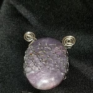 🛍🛒Lavender stone pendant/ charm w/silver wire design
